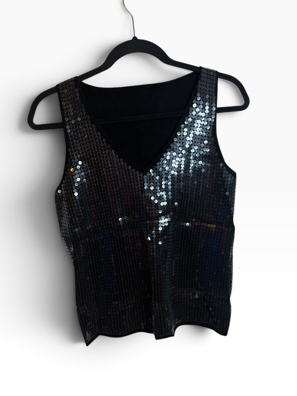 Vila Milano Black Sequin Sweater Tank